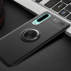 Kip GSM Huawei P30 Kılıf Metal Yüzüklü Standlı Yumuşak Ravel Silikon Kapak