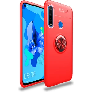 Kip GSM Huawei P40 Lite E Kılıf Metal Yüzüklü Standlı Yumuşak Ravel Silikon Kapak