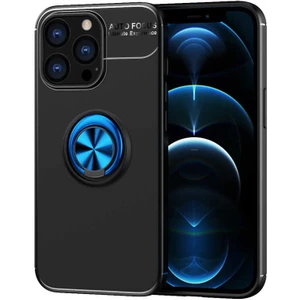 Kip GSM Apple iPhone 14 Pro Kılıf Metal Yüzüklü Standlı Yumuşak Ravel Silikon Kapak