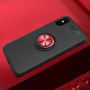 Kip GSM Apple iPhone x Kılıf Metal Yüzüklü Standlı Yumuşak Ravel Silikon Kapak