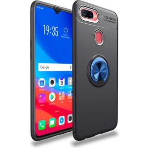 Kip GSM Oppo A12 Kılıf Metal Yüzüklü Standlı Yumuşak Ravel Silikon Kapak