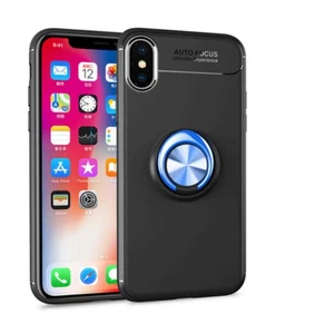 Kip GSM Apple iPhone Xs Max 6.5 Kılıf Metal Yüzüklü Standlı Yumuşak Ravel Silikon Kapak
