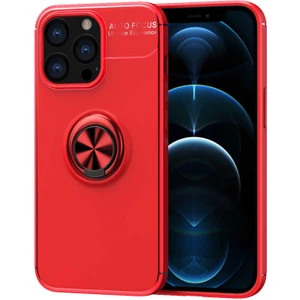 Kip GSM Apple iPhone 13 Pro Max Kılıf Metal Yüzüklü Standlı Yumuşak Ravel Silikon Kapak
