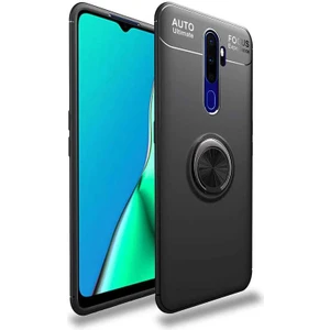 Kip GSM Oppo A5 2020 Kılıf Metal Yüzüklü Standlı Yumuşak Ravel Silikon Kapak