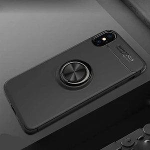 Kip GSM Apple iPhone x Kılıf Metal Yüzüklü Standlı Yumuşak Ravel Silikon Kapak