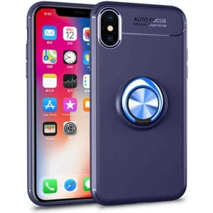 Kip GSM Apple iPhone Xs Max 6.5 Kılıf Metal Yüzüklü Standlı Yumuşak Ravel Silikon Kapak