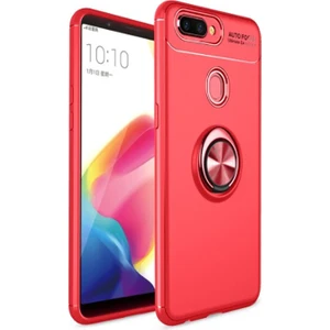 Kip GSM Oppo Ax7 Kılıf Metal Yüzüklü Standlı Yumuşak Ravel Silikon Kapak