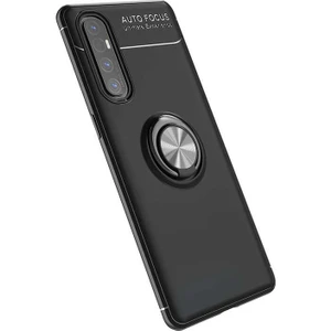 Kip GSM Oppo Reno 3 Pro 5g Kılıf Metal Yüzüklü Standlı Yumuşak Ravel Silikon Kapak