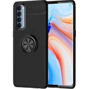Kip GSM Oppo Reno 4 Pro 4g Kılıf Metal Yüzüklü Standlı Yumuşak Ravel Silikon Kapak