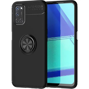 Kip GSM Oppo Reno A52 Kılıf Metal Yüzüklü Standlı Yumuşak Ravel Silikon Kapak