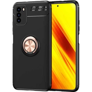 Kip GSM Xiaomi Poco M3 Kılıf Metal Yüzüklü Standlı Yumuşak Ravel Silikon Kapak