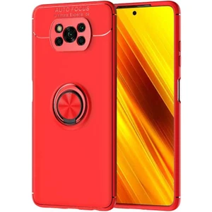 Kip GSM Xiaomi Poco X3 Kılıf Metal Yüzüklü Standlı Yumuşak Ravel Silikon Kapak