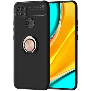 Kip GSM Xiaomi Redmi 9c Kılıf Metal Yüzüklü Standlı Yumuşak Ravel Silikon Kapak