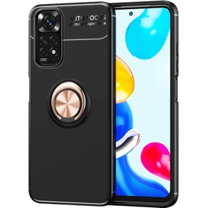 Kip GSM Xiaomi Redmi Note 11 Global Kılıf Metal Yüzüklü Standlı Yumuşak Ravel Silikon Kapak