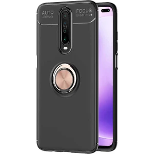 Kip GSM Xiaomi Poco X2 Kılıf Metal Yüzüklü Standlı Yumuşak Ravel Silikon Kapak