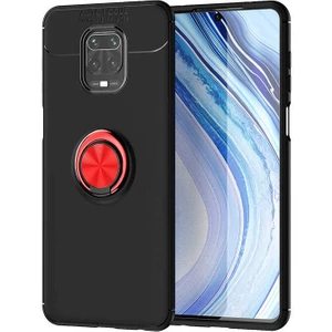 Kip GSM Xiaomi Redmi Note 9 Pro Kılıf Metal Yüzüklü Standlı Yumuşak Ravel Silikon Kapak
