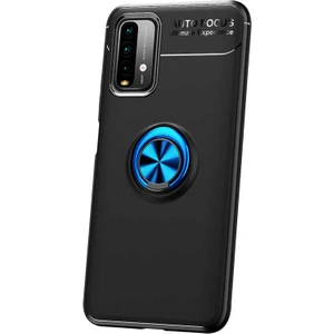 Kip GSM Xiaomi Redmi 9t Kılıf Metal Yüzüklü Standlı Yumuşak Ravel Silikon Kapak