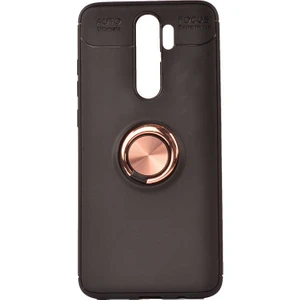Kip GSM Xiaomi Redmi Note 8 Pro Kılıf Metal Yüzüklü Standlı Yumuşak Ravel Silikon Kapak