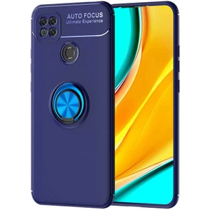Kip GSM Xiaomi Redmi 9c Kılıf Metal Yüzüklü Standlı Yumuşak Ravel Silikon Kapak