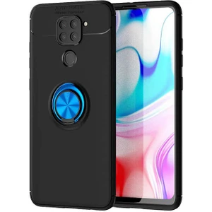 Kip GSM Xiaomi Redmi Note 9 Kılıf Metal Yüzüklü Standlı Yumuşak Ravel Silikon Kapak