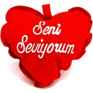 Home Dekor Hediye Dekoratif Seni Seviyorum Yazılı Kadife Kalp Yastık