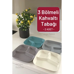 2 Adet Kahvaltı Tabağı Üç Bölmeli Tabak Mama Tabağı Tabldot