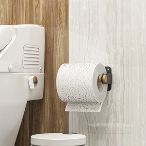 Ahşap Paslanmaz Çelik Modern Tuvalet Kağıdı Askısı Wc Rulo Kağıt Düzenleyici