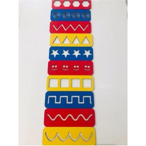 Woody Life Montessori Ahşap Çizgi Çalışmaları Gülücük Desenli Kas Geliştiren Eğitici Oyuncak