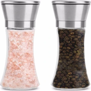 3 Adet Kalınlığı Inceliği Ayarlanabilir Karabiber Tuz Öğütücü Değirmeni Tuzluk Tuz-Öğütücü-Değirmen Tuz ve Karabiber Değirmeni Krom [3 Adet]