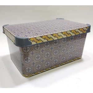 5 Litre Mozaik Işli Desen Kapaklı Dekoratif Kutu Plastik Saklama Kabı 28X19 H14CM Hediye Için Süper