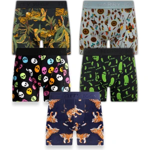 Harry Jones Erkek 5'li Desenli Renkli Pamuklu Premium Hijyenik Paket Boxer