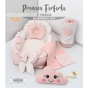 5 Parça Babynest, Bebek Pikesi, Yorganı, Dekoratif Gülen Yastık