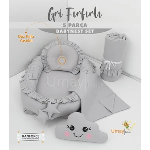 5 Parça Babynest, Bebek Pikesi, Yorganı, Dekoratif Gülen Yastık