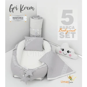 5 Parça Babynest, Bebek Pikesi, Yorganı, Dekoratif Gülen Yastık