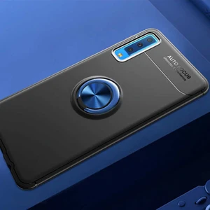 Kip GSM Galaxy A7 2018 Kılıf Metal Yüzüklü Standlı Yumuşak Ravel Silikon Kapak