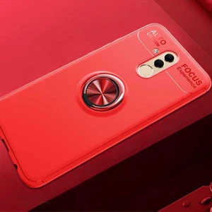 Kip GSM Huawei Mate 20 Lite Kılıf Metal Yüzüklü Standlı Yumuşak Ravel Silikon Kapak