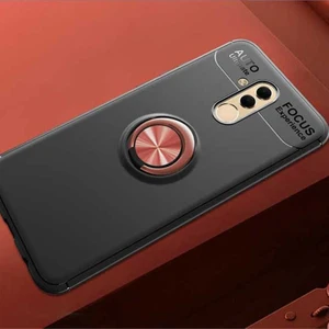 Kip GSM Huawei Mate 20 Lite Kılıf Metal Yüzüklü Standlı Yumuşak Ravel Silikon Kapak