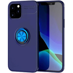 Kip GSM Apple iPhone 12 Pro Max Kılıf Metal Yüzüklü Standlı Yumuşak Ravel Silikon Kapak