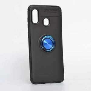 Kip GSM Galaxy A20 Kılıf Metal Yüzüklü Standlı Yumuşak Ravel Silikon Kapak