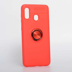 Kip GSM Galaxy A30 Kılıf Metal Yüzüklü Standlı Yumuşak Ravel Silikon Kapak