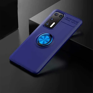 Kip GSM Huawei P40 Kılıf Metal Yüzüklü Standlı Yumuşak Ravel Silikon Kapak