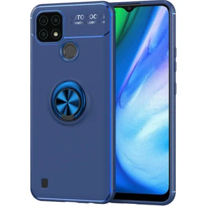 Kip GSM Realme C25 Kılıf Metal Yüzüklü Standlı Yumuşak Ravel Silikon Kapak