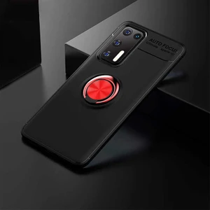 Kip GSM Huawei P40 Kılıf Metal Yüzüklü Standlı Yumuşak Ravel Silikon Kapak