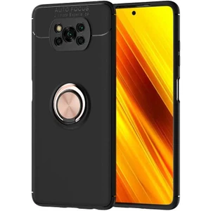 Kip GSM Xiaomi Poco X3 Kılıf Metal Yüzüklü Standlı Yumuşak Ravel Silikon Kapak