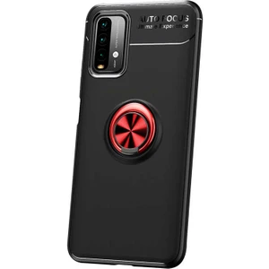 Kip GSM Xiaomi Redmi 9t Kılıf Metal Yüzüklü Standlı Yumuşak Ravel Silikon Kapak