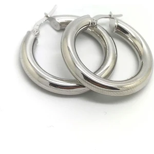 Erer Gümüş  Gümüş 2,2 cm Kalın Bombeli Halka Küpe DY18R64