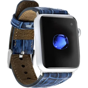 Apple Watch Uyumlu Deri Kordon 42-44-45MM Croco YK07 Mavi