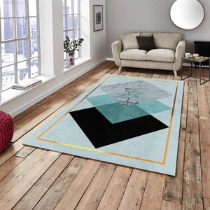 Meka Home Turkuaz Piramit Model Lastikli Halı Örtüsü