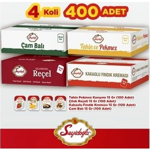 Mega Piknik Kahvaltılık Reçel + Tahin Pekmez + Bal + Fındık Kreması 15 gr 400'lü