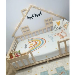 Zerka Concept Elena Ithal Ladin Ahşap Çatılı Montessori Çocuk Karyola 100 x 200 cm